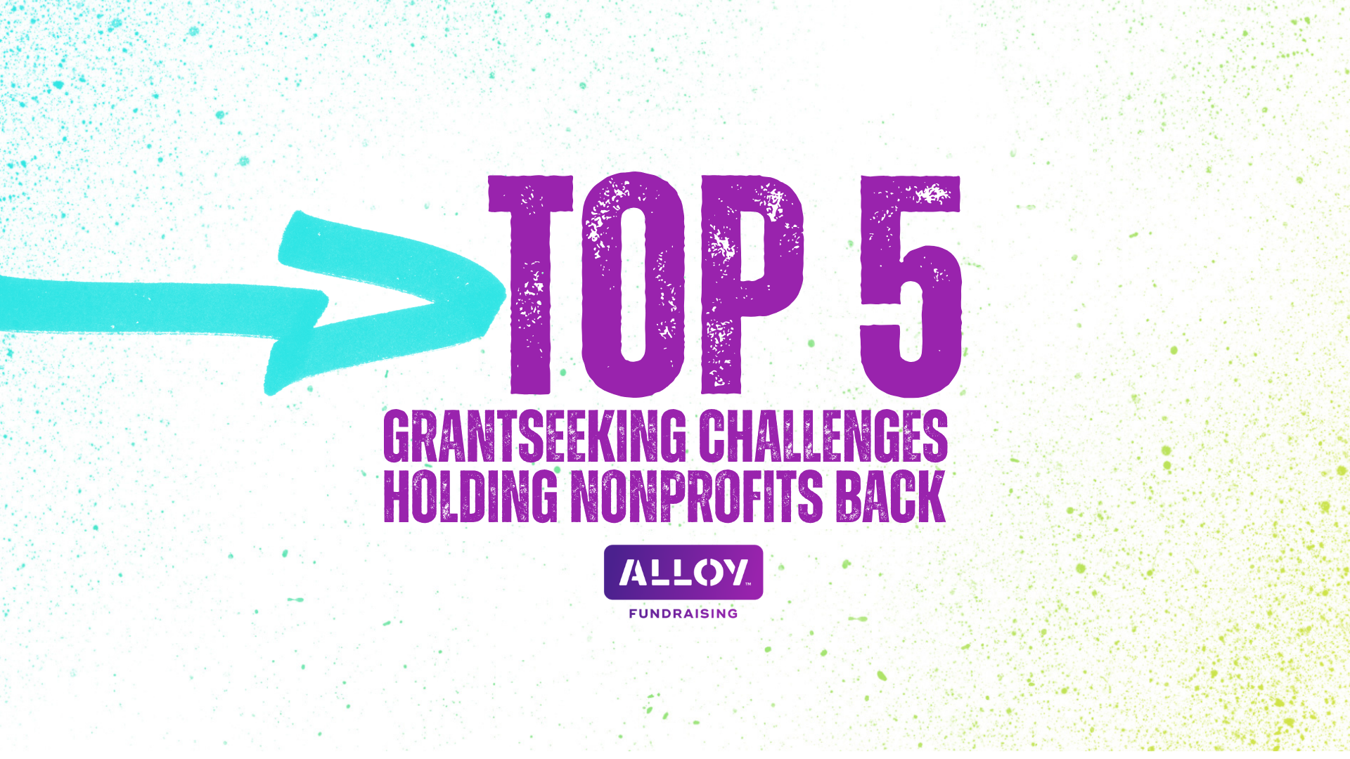 White turquoise purple Top 5 grantseeking challenges graphic
